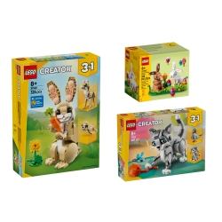 LEGO CREATOR 31163 Psotny kot 31162 Uroczy króliczek 40523 Zajączki wielkanocne