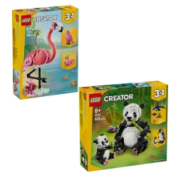LEGO CREATOR 31165 Dzikie zwierzęta: rodzina pand 31170 różowy flaming