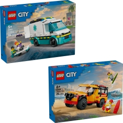 LEGO CITY 60451 Karetka pogotowia 60453 Furgonetka ratowników plażowych