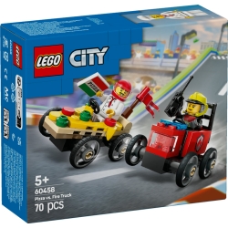 LEGO CITY 60458 Zestaw wyścigówek: pizza kontra wóz strażacki