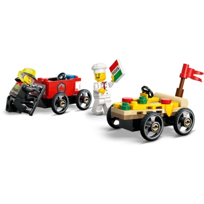 LEGO CITY 60458 Zestaw wyścigówek: pizza kontra wóz strażacki