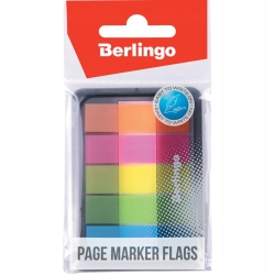 Berlingo Zakładki indeksujące PP 45x12 mm 5x20 kart w dozowniku neon 5 kolorów