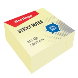 Berlingo bloczek samoprzylepny Ultra Lepki 50x50mm 240 kartek pastelowy żółty