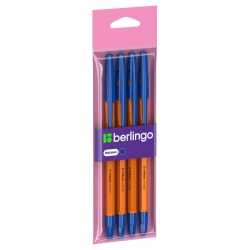 Berlingo Długopis kulkowy Tribase Orange, niebieski, 0,7 mm 4szt