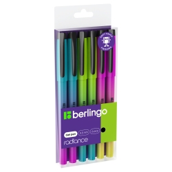 Berlingo Długopis żelowy Radiance ze skuwką czarny 0,5mm 6 szt. mix kolorów