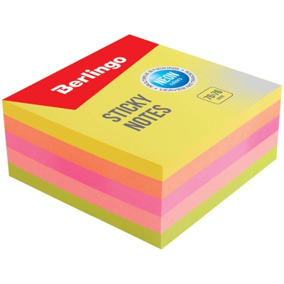 Berlingo bloczek samoprzylepny Ultra Lepki 50x50mm 400 kartek 5 kolorów neon