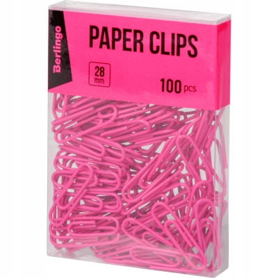 Spinacze biurowe do papieru opakowanie 100szt kolor różowy