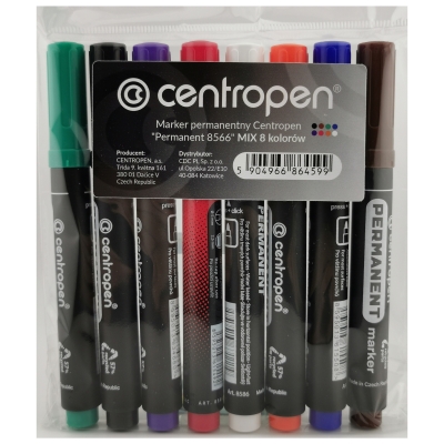Marker permanentnt Centropen Permanent 8566 MIX 8 kolorów