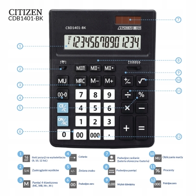 Citizen kalkulator CDB1401-BK
