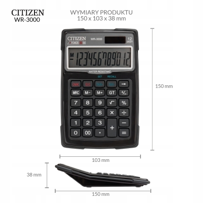 Citizen kalkulator WR3000 czarny