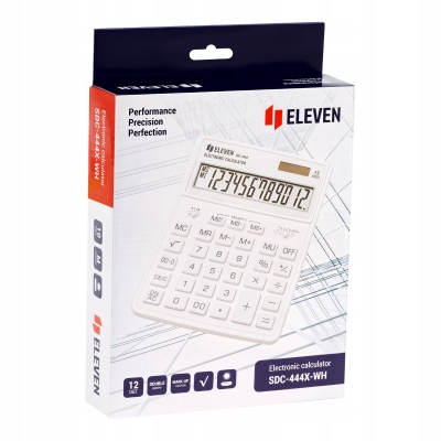 Eleven kalkulator biurowy SDC444XRWHE - biały z długopisem