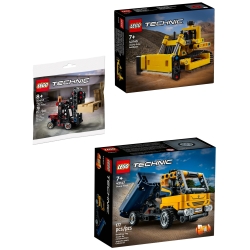 LEGO Technic 42147 Wywrotka 42163 Buldożer 30655 Wózek widłowy